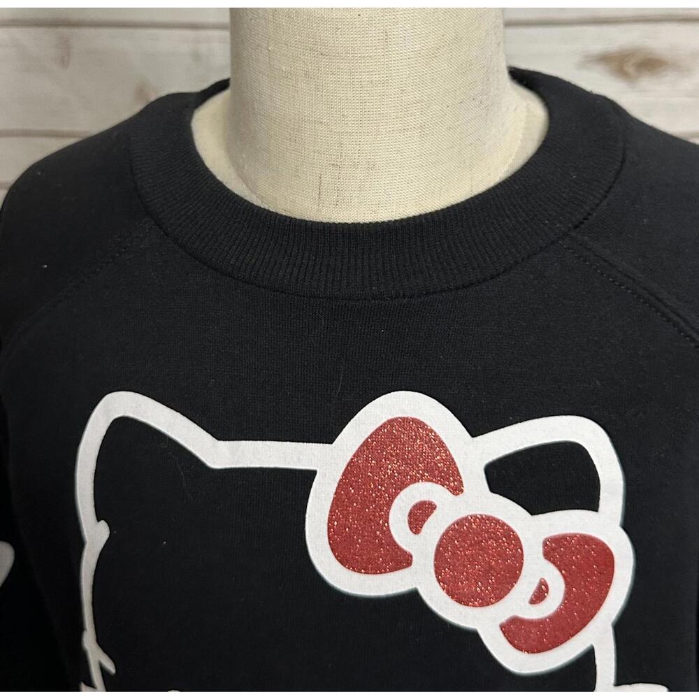 Sanrio Hello Kitty kawail black graphic cotton-blend fleece sweatshirt Size S - Picture 6 of 6